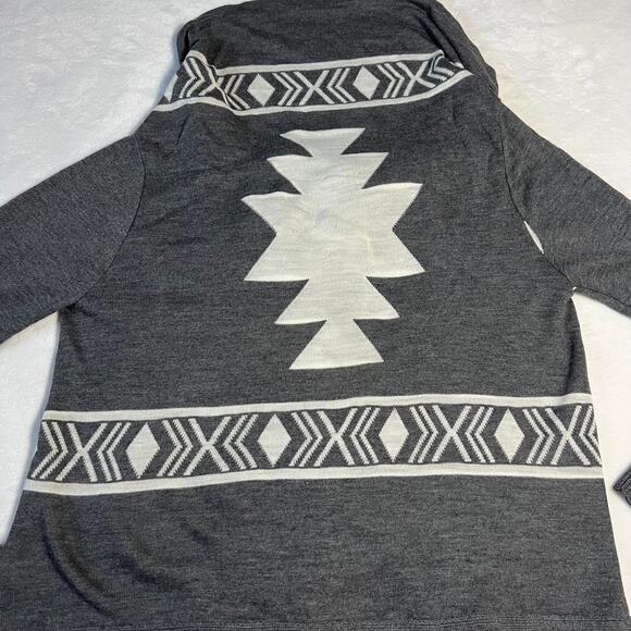 Women's Aztec Print Open Front Cardigan With Fringe Trim Size Small Boho Casual - Picture 4 of 7